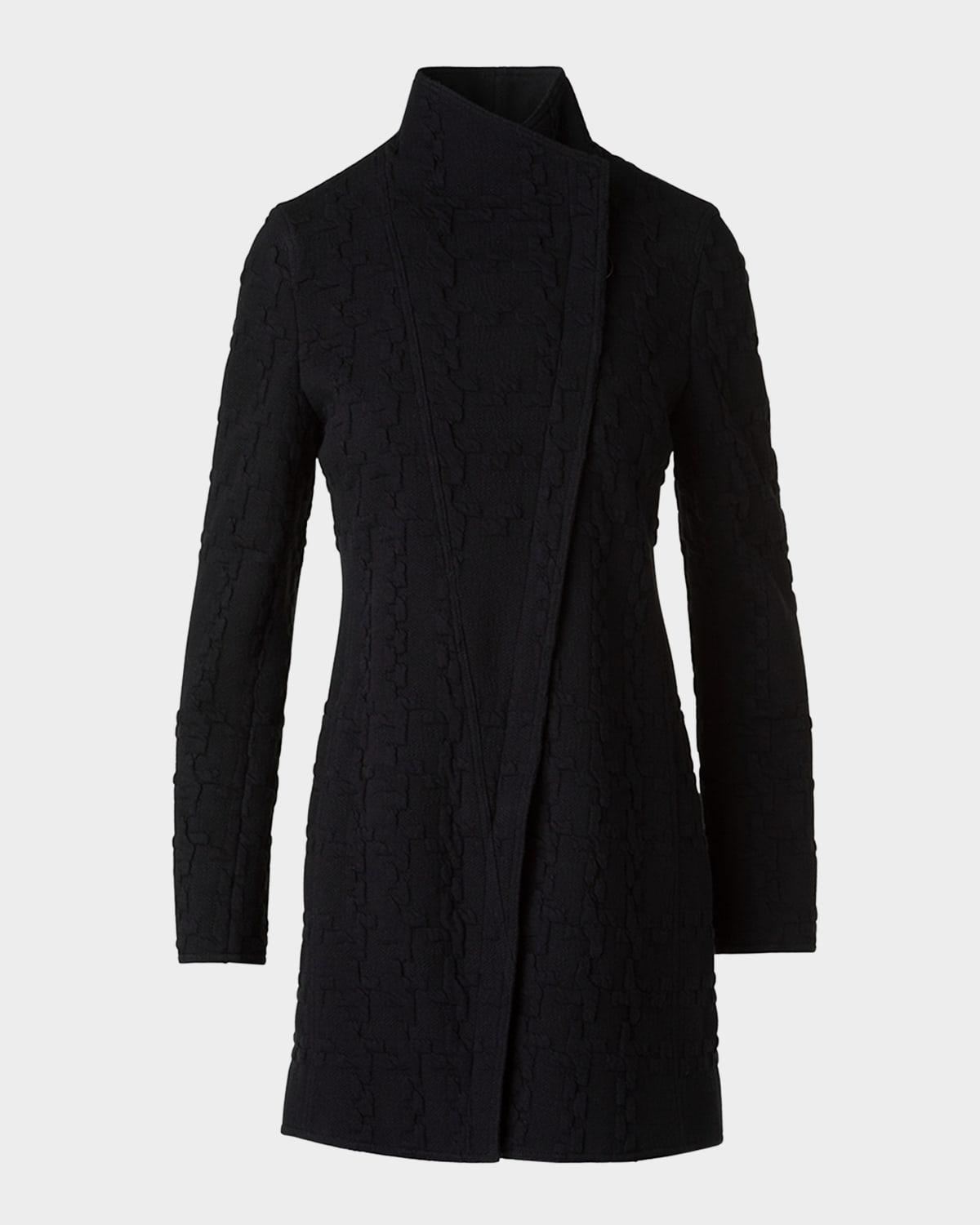 3d houndstooth jersey long jacket