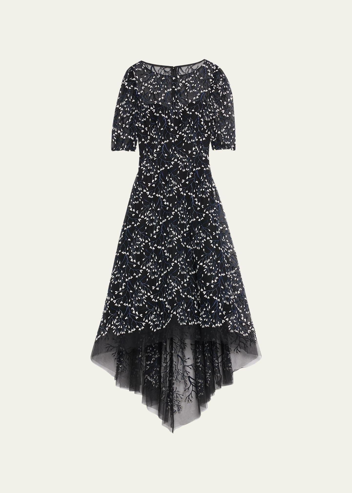 3d lace high-low cocktail dress