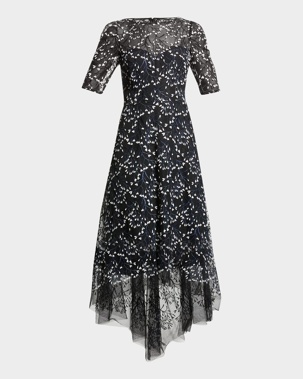 3d lace high-low cocktail dress