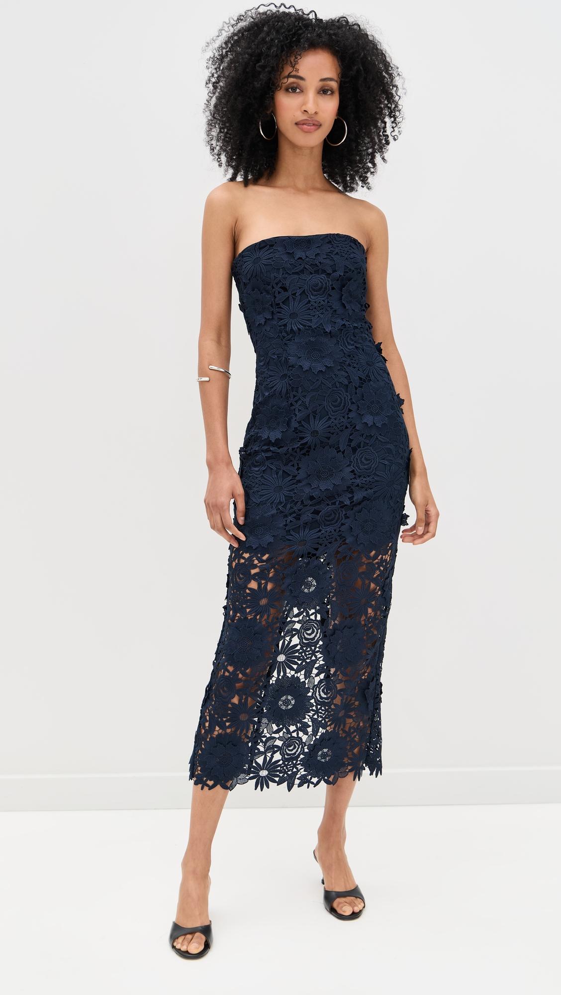 3d lace midi dress