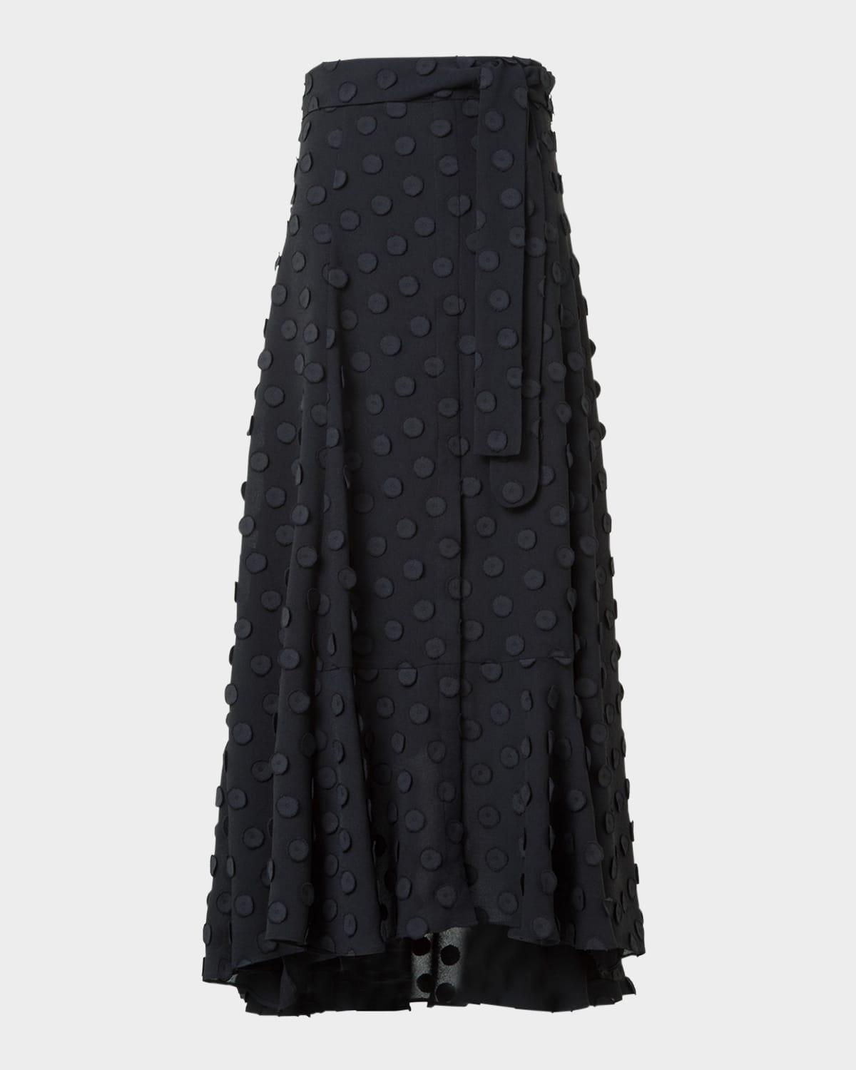 3d polka-dot techno georgette belted midi boho skirt
