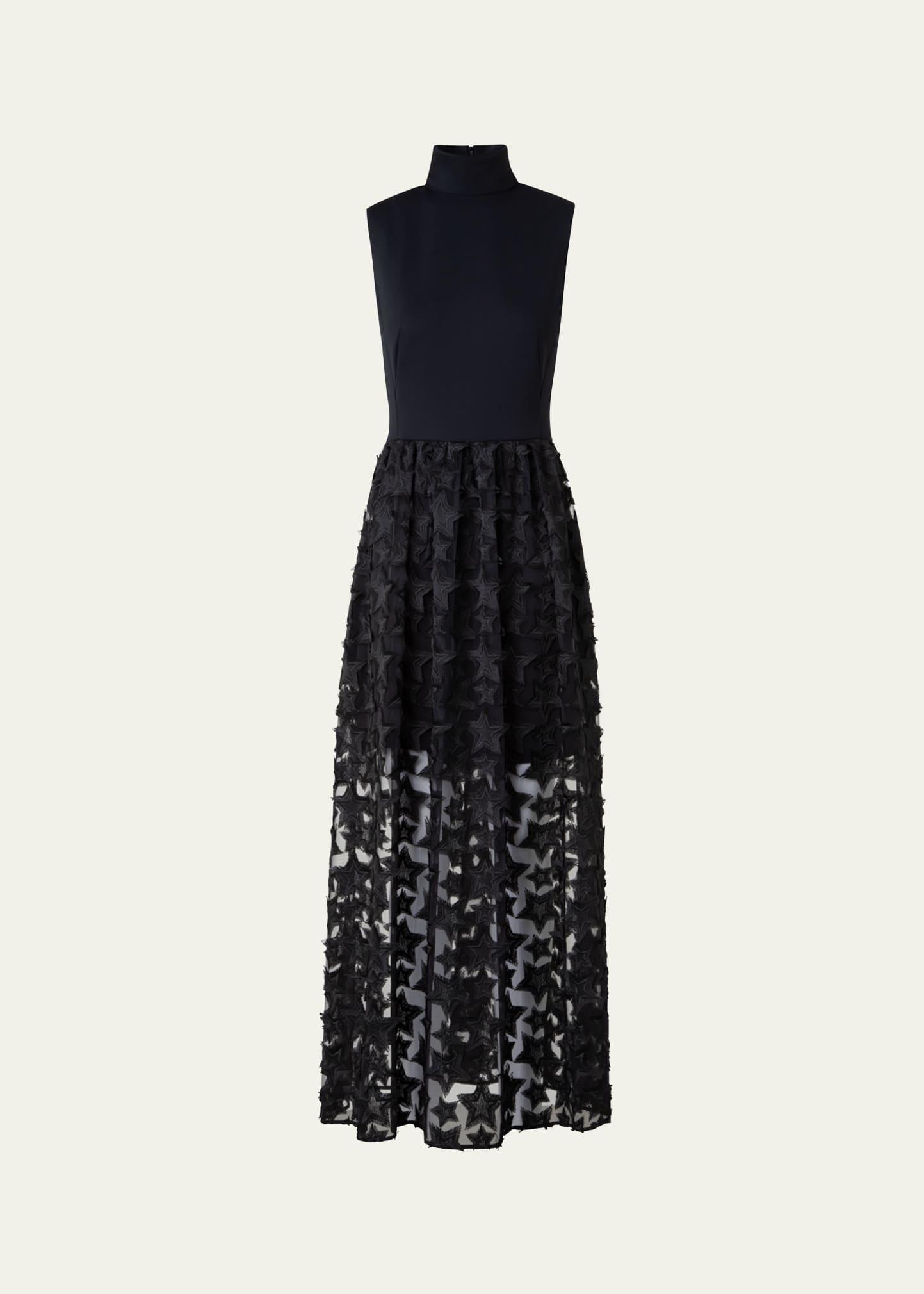 3d star embroidered high-neck dress