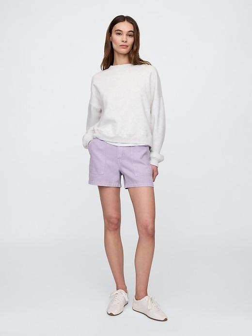 4" high rise supersoft denim utility shorts