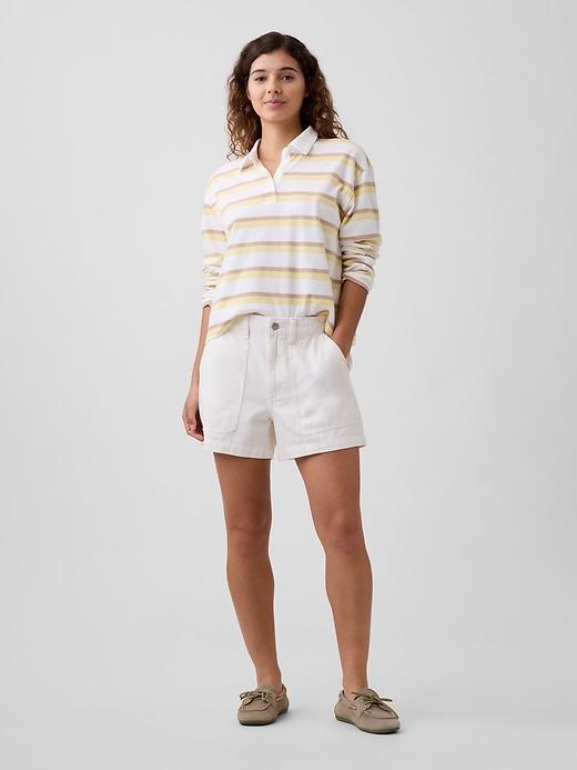 4" high rise supersoft denim utility shorts