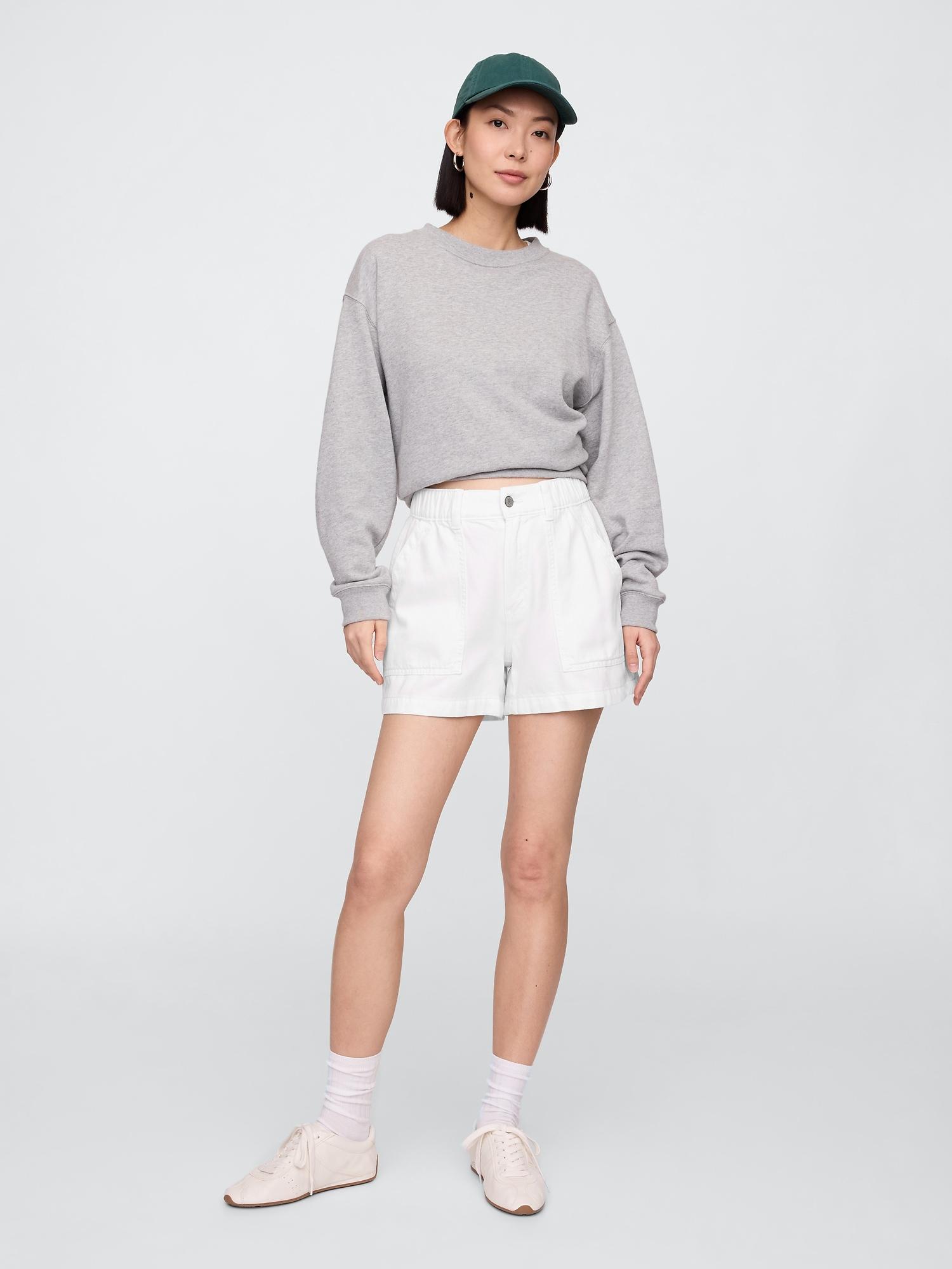 4" high rise supersoft denim utility shorts