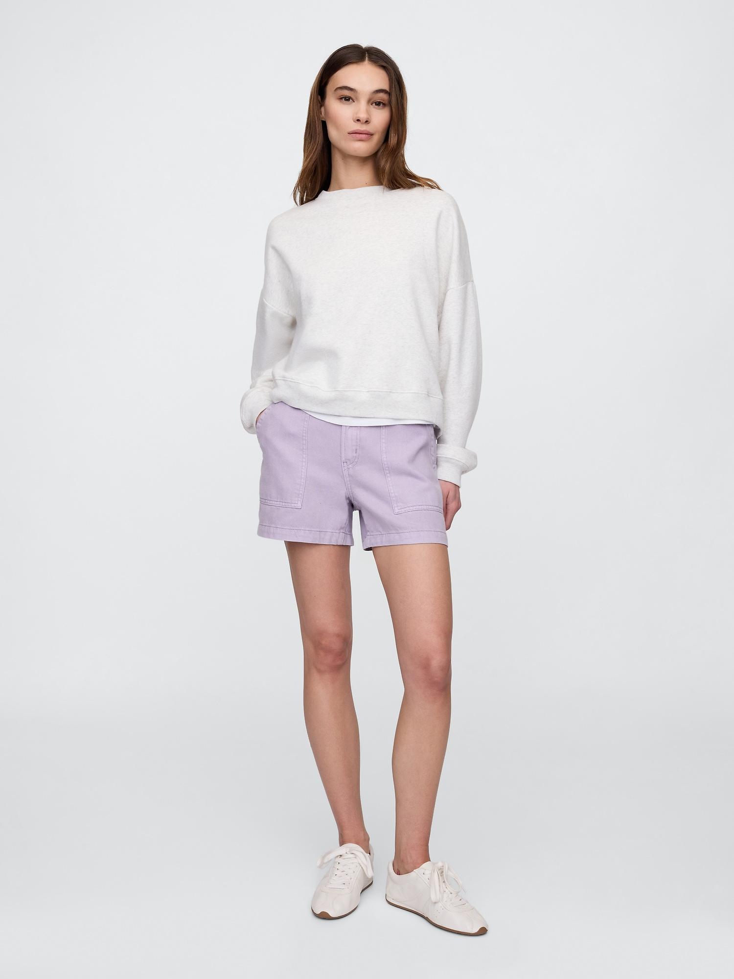 4" high rise supersoft denim utility shorts