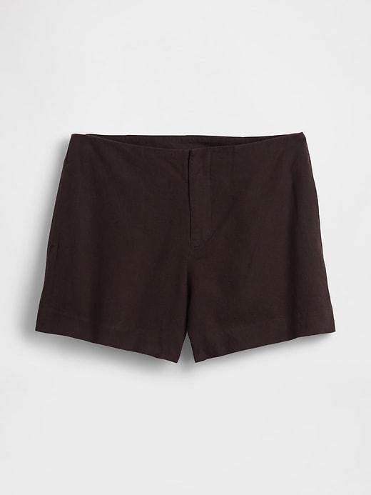 4" mid rise linen-blend shorts