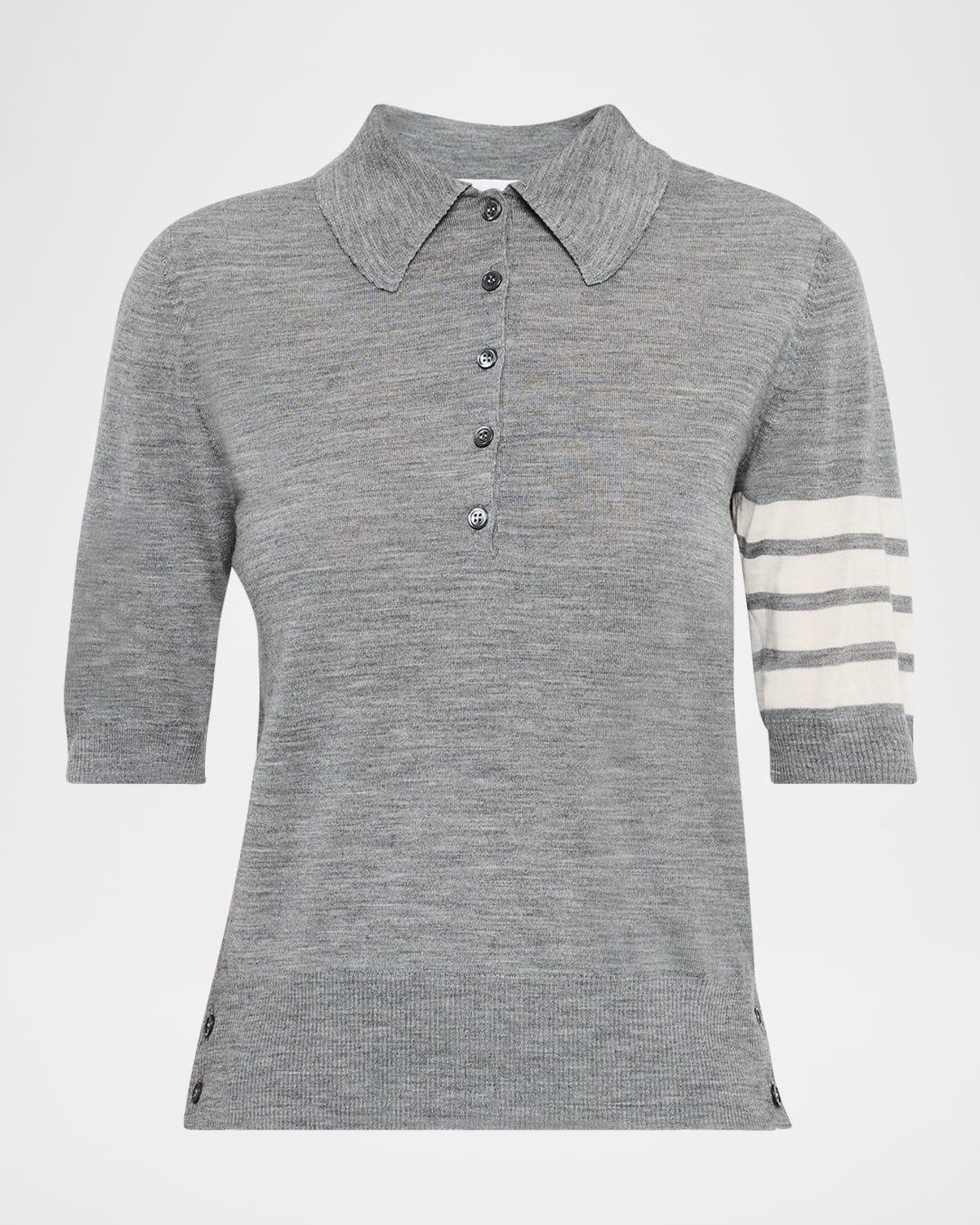 4 bar short-sleeve fine merino wool polo shirt