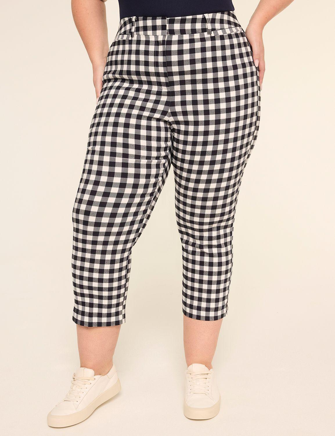 4-season gingham slim capri pant