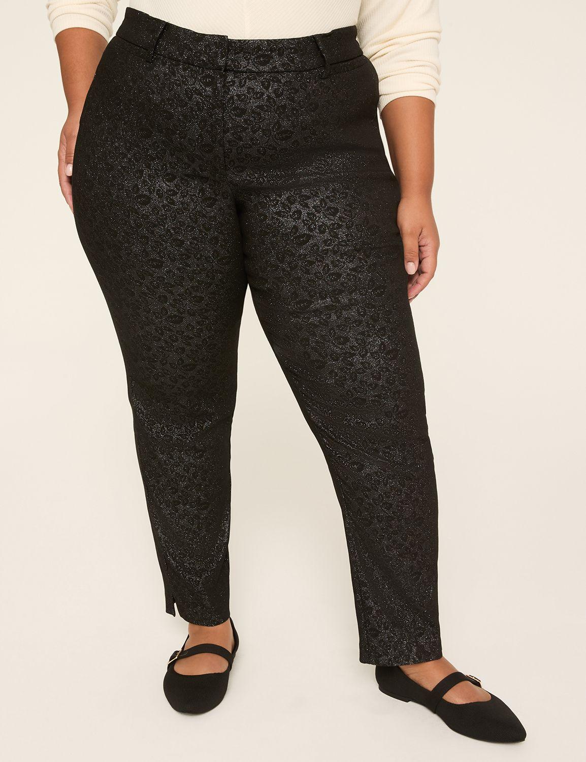 4-season lurex print slim ankle pant