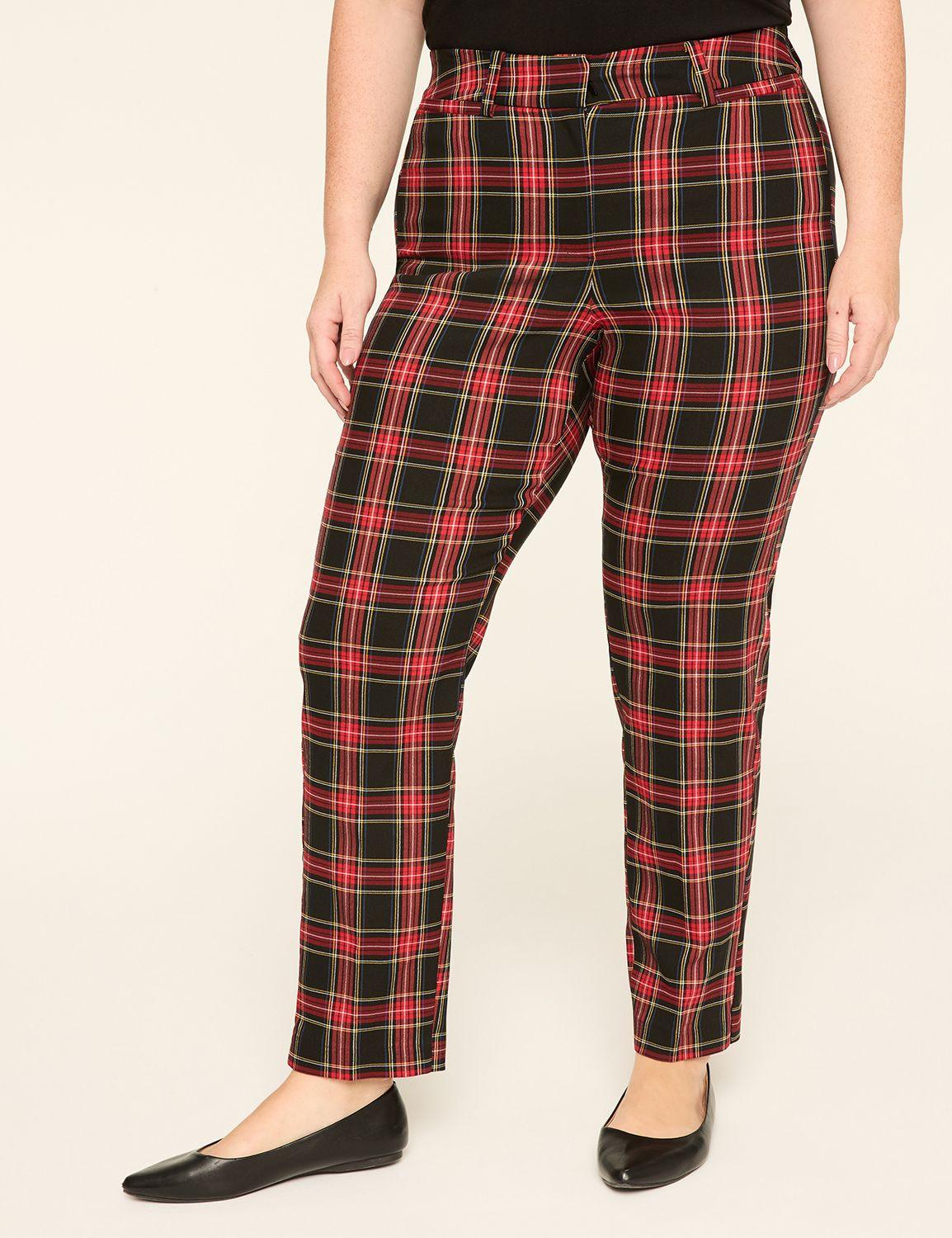 4-season plaid slim ankle pant