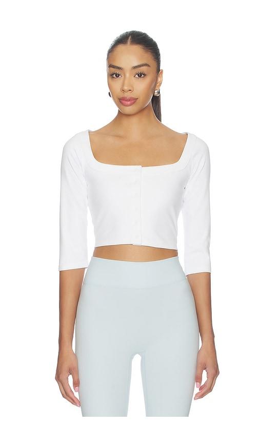 437 the cropped cardigan in white.