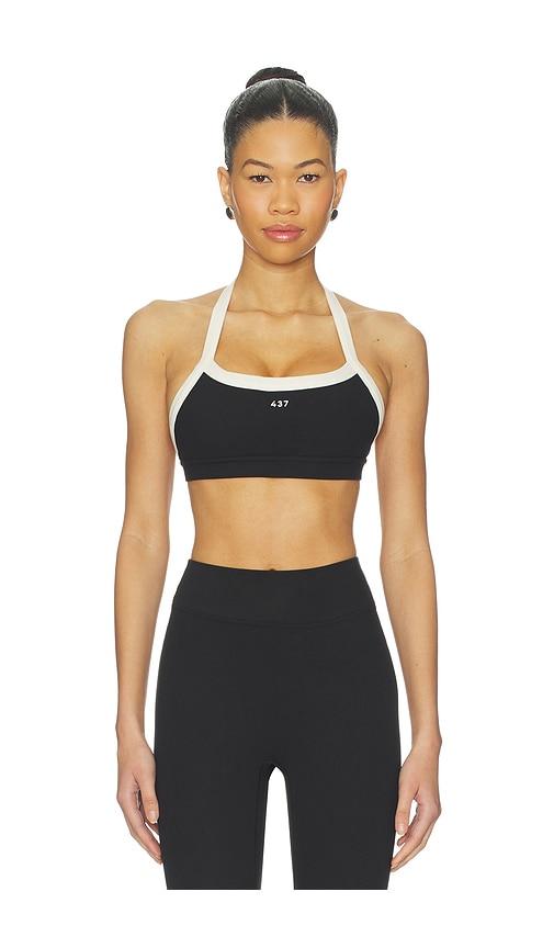 437 the halter sports bra in black,cream.