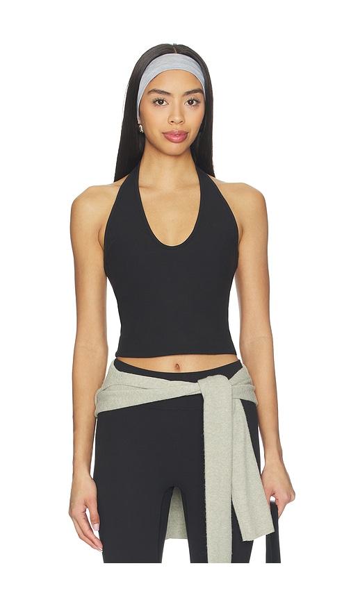 437 the halter tank top in black.