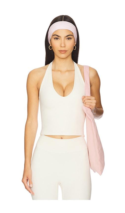 437 the halter tank top in cream.