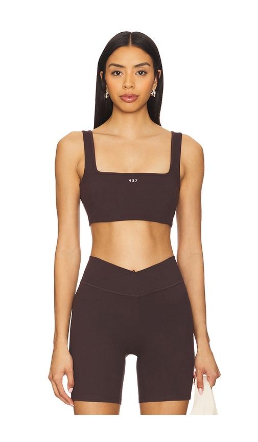 437 the square sports bra in chocolate.