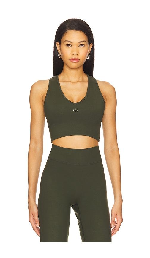 437 the v tank top in dark green.