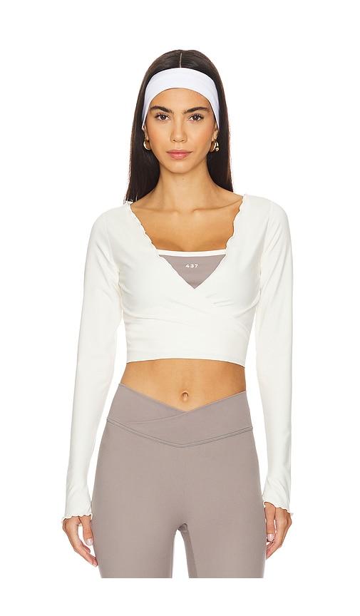 437 the wrap top in cream.