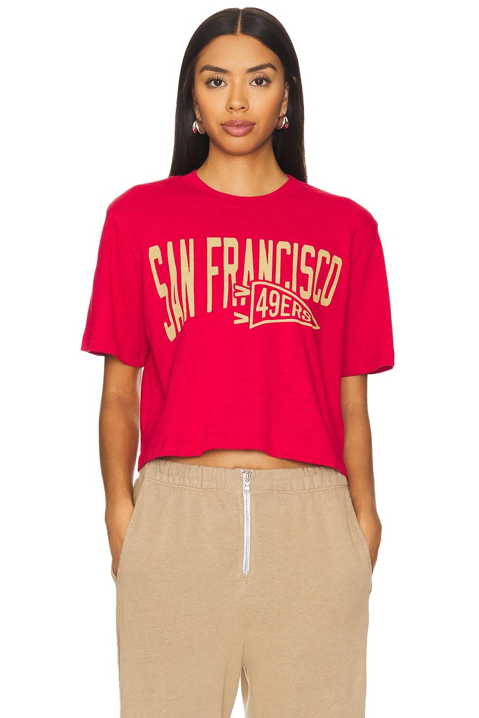49ers dual threat mock neck crop tee