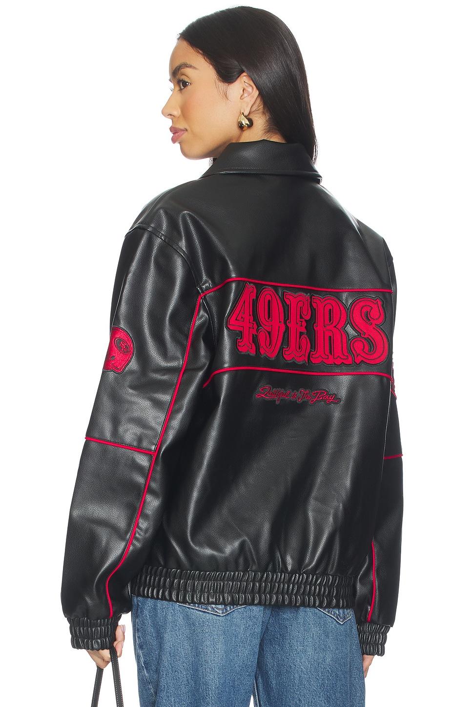 49ers faux leather racing jacket