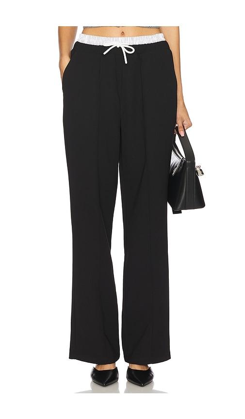 4th & reckless bianaca contrast waist trousers in black.