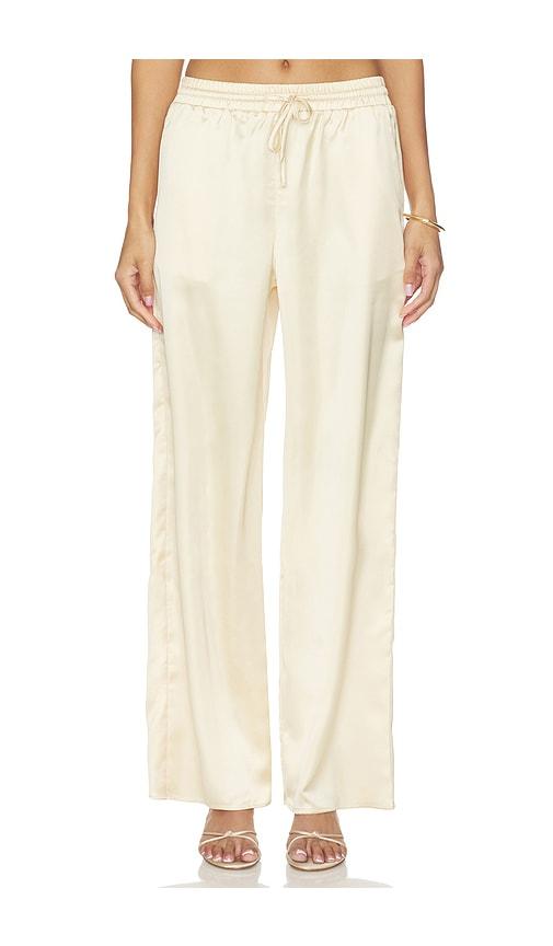4th & reckless bradie satin trouser in beige.