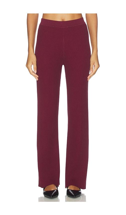 4th & reckless calrine knit trouser in burgundy.