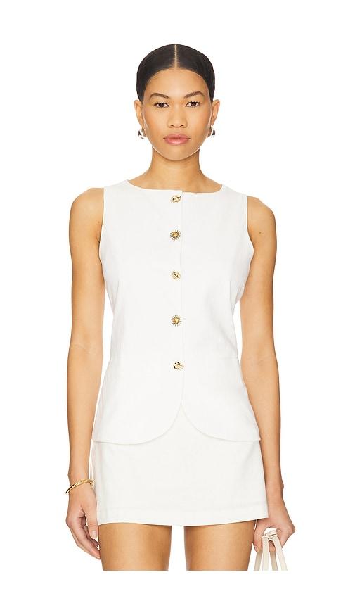 4th & reckless chai linen top in white.