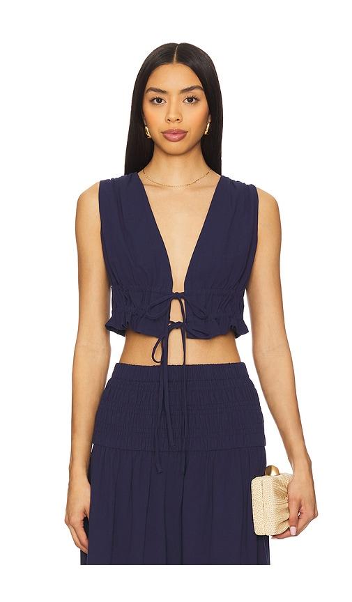 4th & reckless jadey top in navy.