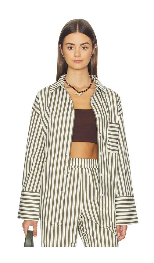 4th & reckless jessie oversize beach shirt in olive.