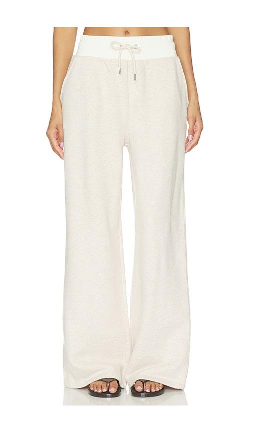 4th & reckless josefina wide leg jogger in beige.