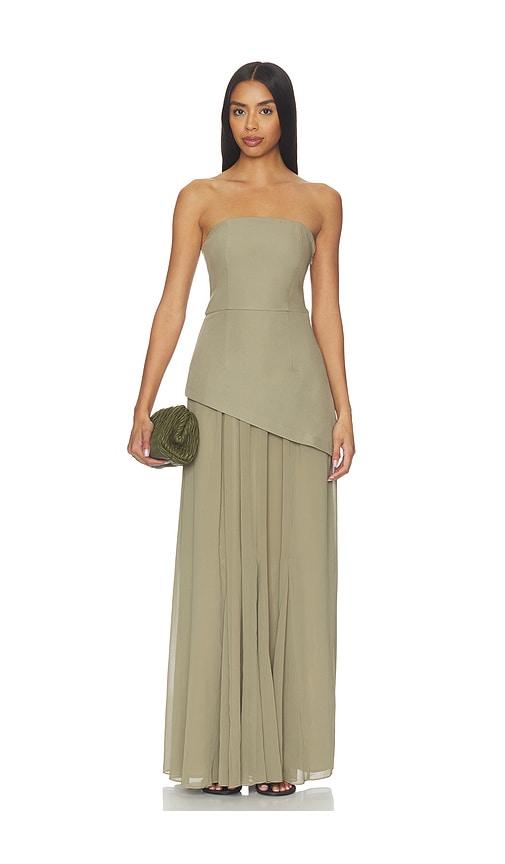 4th & reckless kathryn strapless dress in olive.