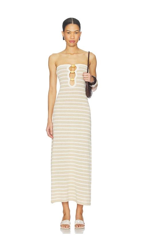 4th & reckless laurel knit dress in beige.