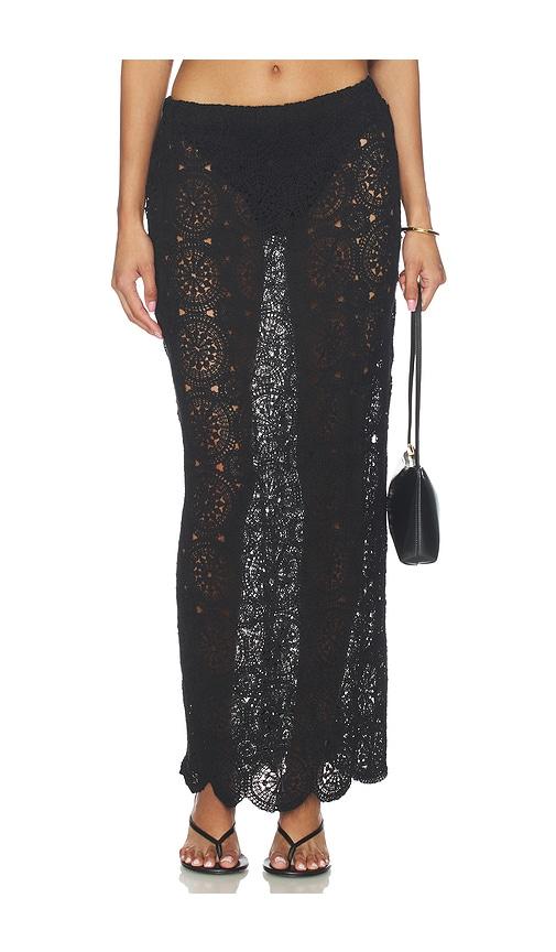 4th & reckless laurenne crochet midaxi skirt in black.