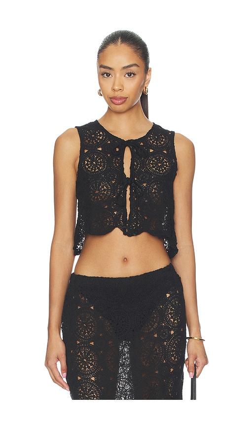 4th & reckless laurenne crochet tie top in black.