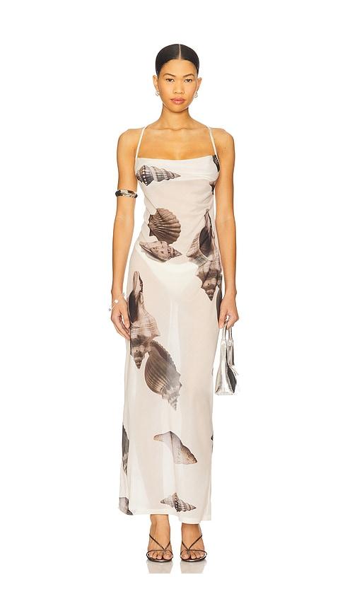 4th & reckless madeline shell printed maxi dress in white.