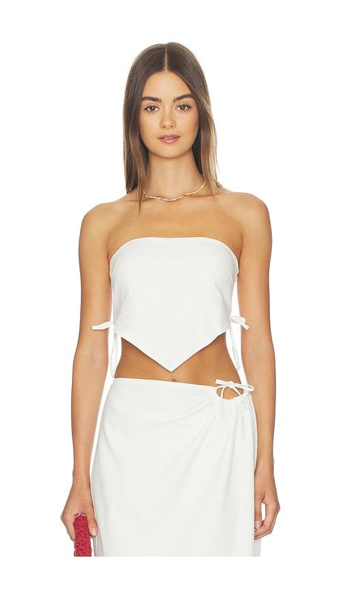 4th & reckless mara linen blend top in white.