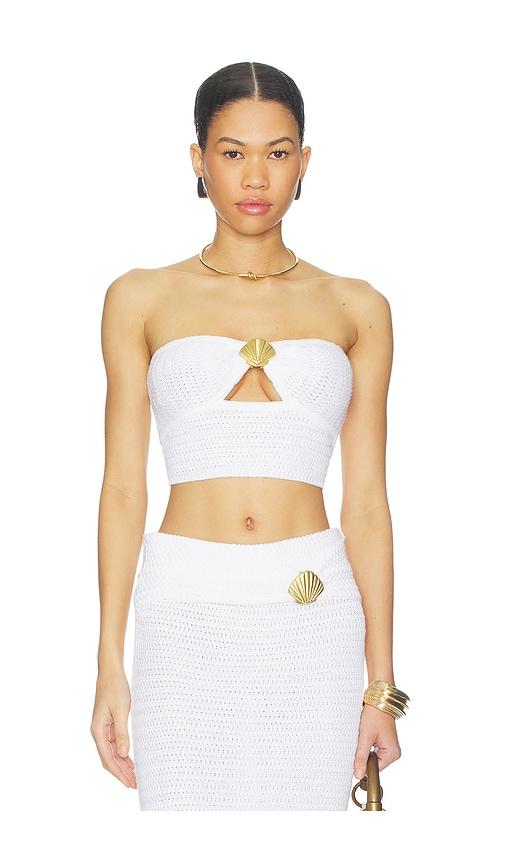 4th & reckless nala crochet top in white.