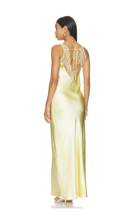 4th & reckless penelope satin maxi dress in lemon.