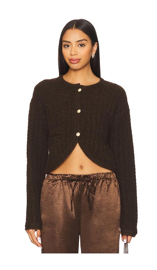 4th & reckless reyn cardigan in chocolate.