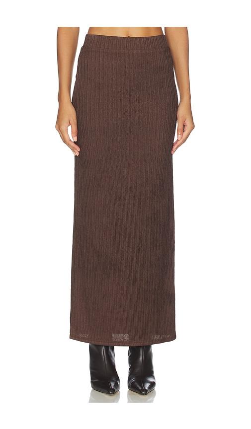4th & reckless tanea jersey skirt in chocolate.