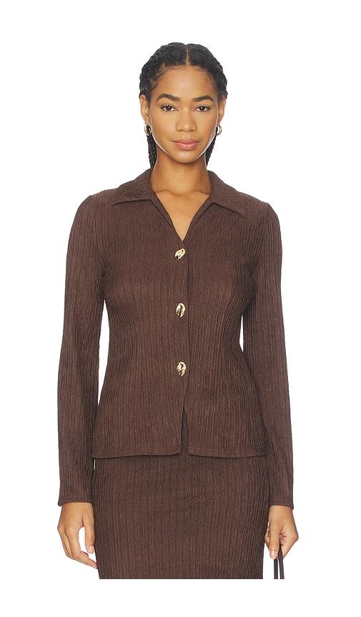 4th & reckless tanea jersey top in chocolate.