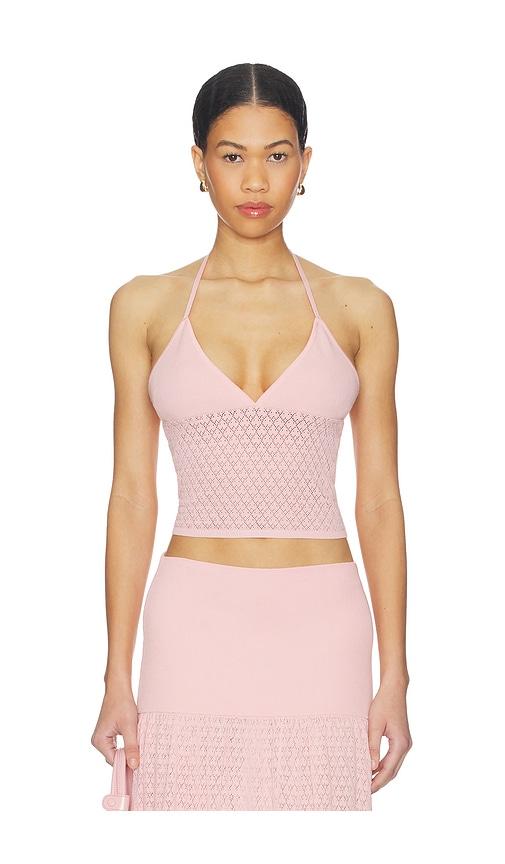 4th & reckless x revolve avani knit top in pink.