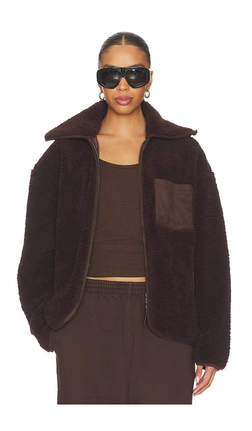 4th & reckless zara zip up fleece in chocolate.