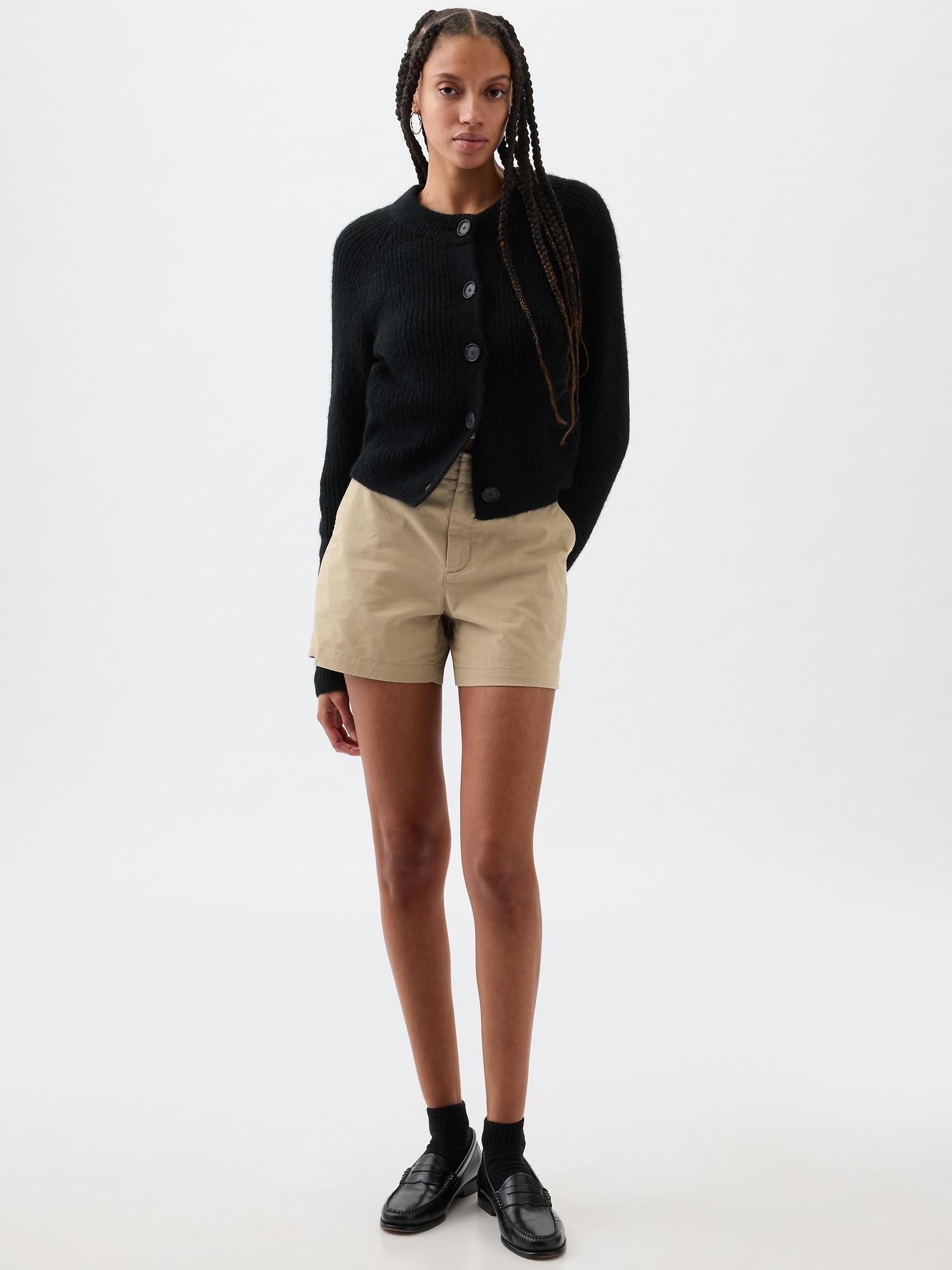 5" mid rise downtown khaki shorts