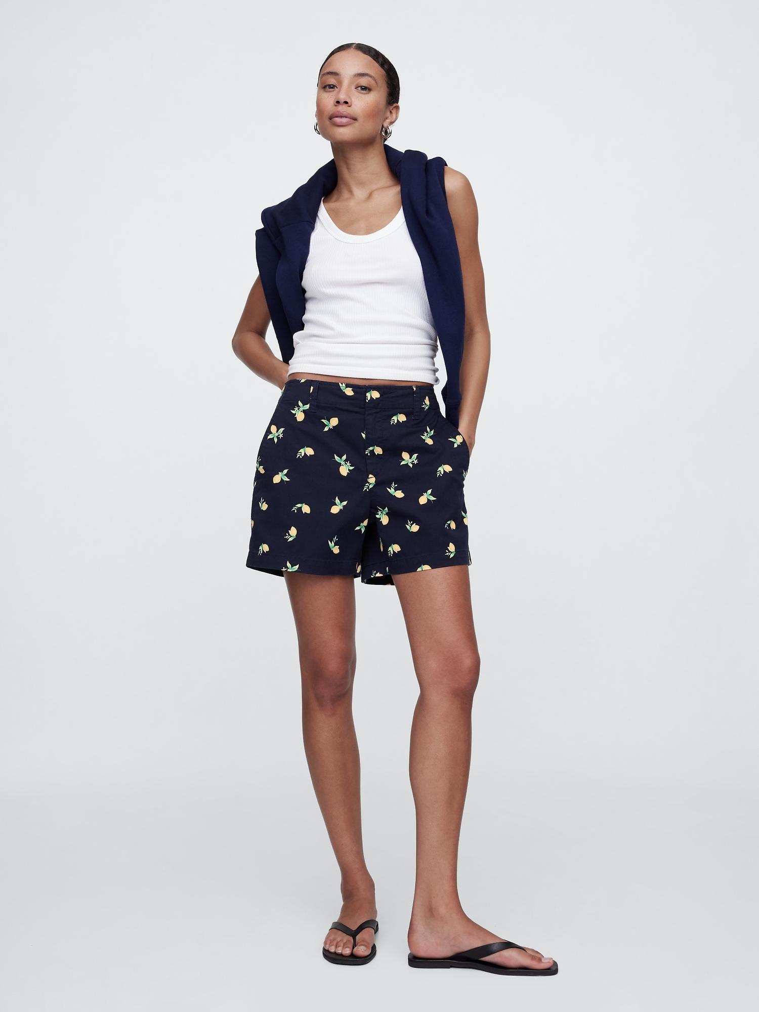 5" mid rise downtown khaki shorts