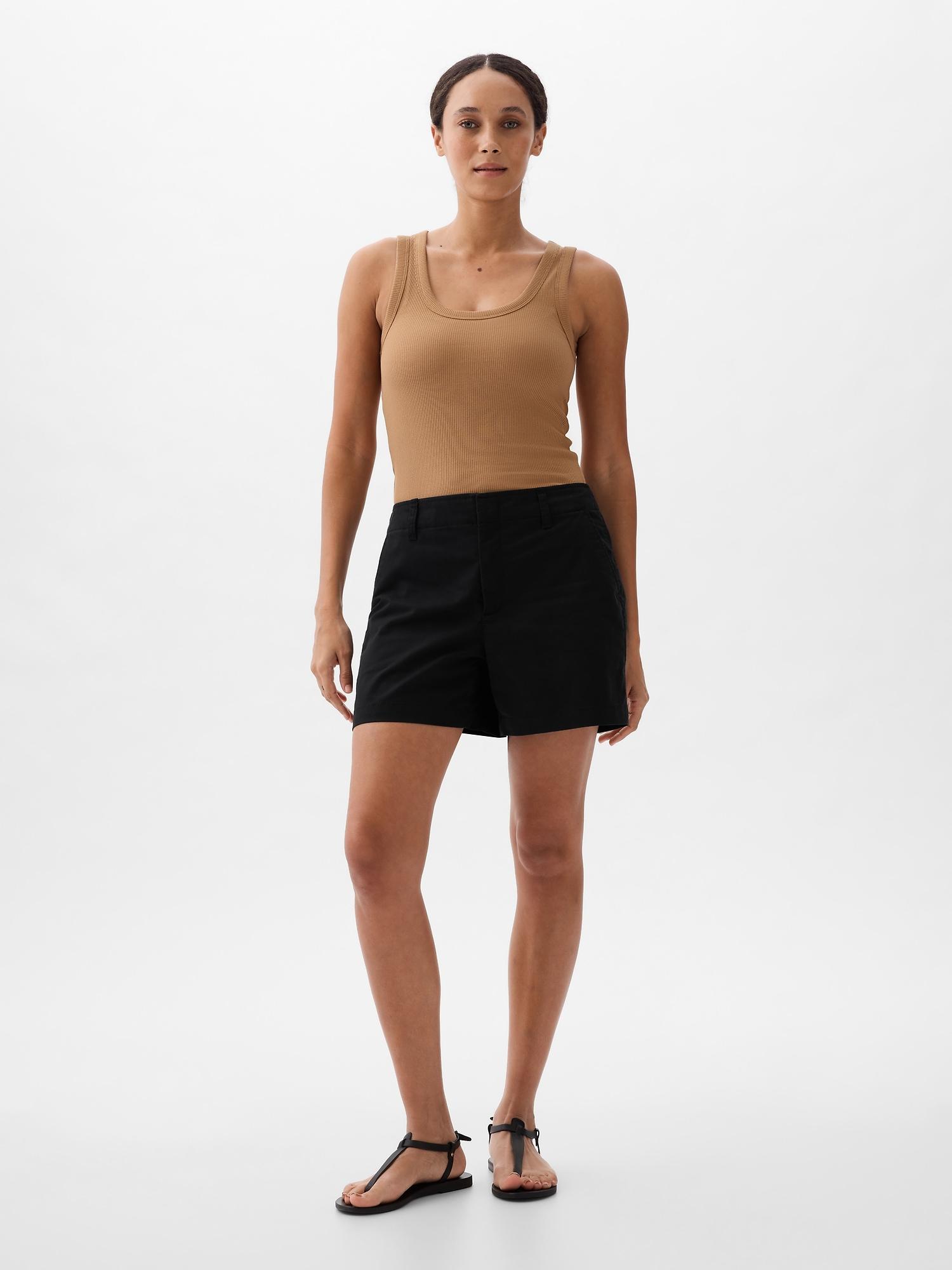 5" mid rise downtown khaki shorts