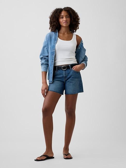 5" mid rise soft denim shorts