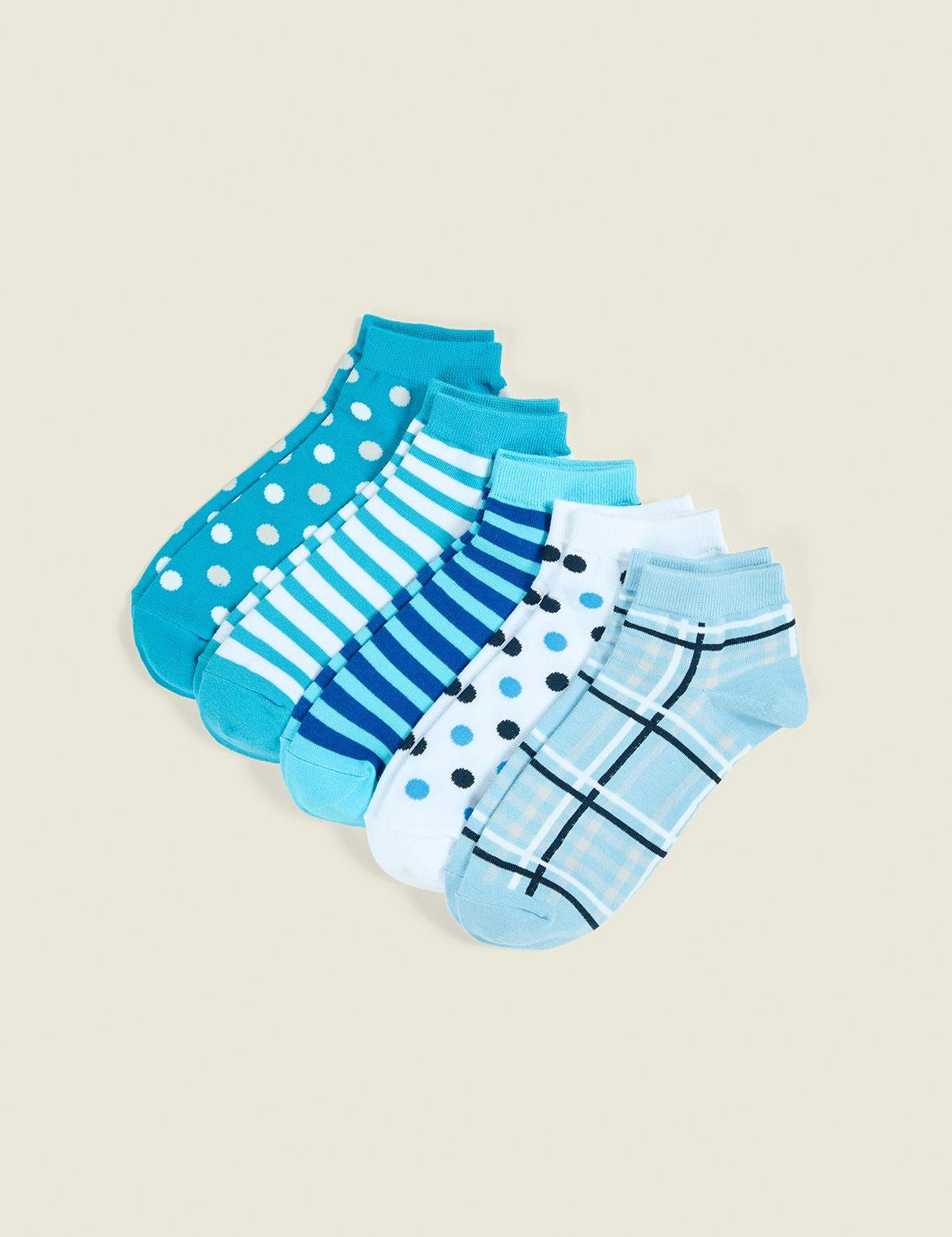 5-pack ankle socks - blue multi-print