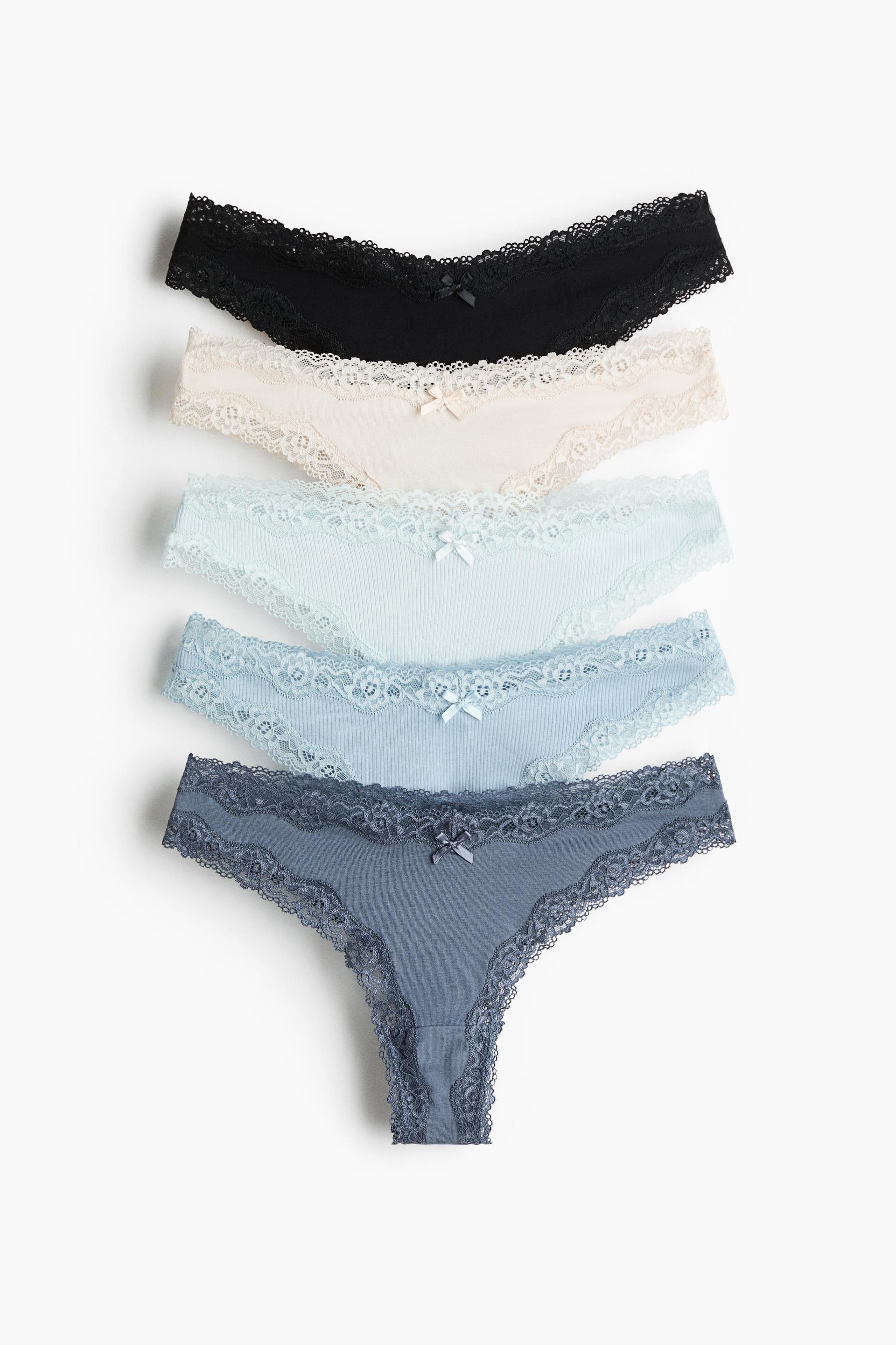 5-pack cotton and lace brazilian briefs
